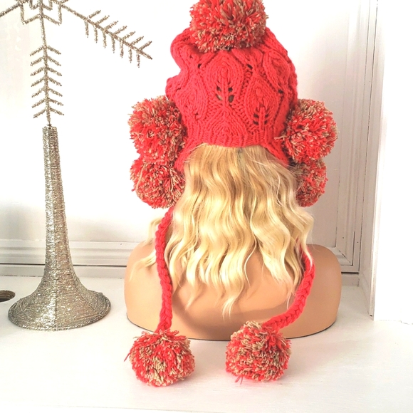 Red Bling Winter Knit Hat Adult Size - Picture 8 of 10